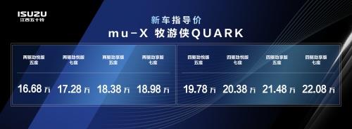 越野潮品类燃擎来袭！科考级SUVmu-X牧游侠QUARK上市 售价16万元起